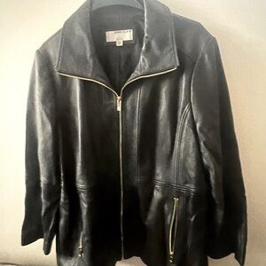 Anne Klein Black Lambskin Leather Jacket
